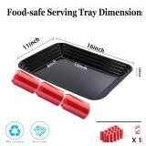 SUT 3 Pack Black Serving Trays for Entertaining-16 x 11\" Serving Platters for Snacks, Fruit, Cookies Reusable Plastic Trays for Serving Food in Kitchen