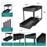 MEAFBIRD 2 Pack Under Sink Organizer, 2 Tier Bathroom Cabinet Organizer with Sliding Basket, Multi-Purpose Under Sink Organizers and Storage for Bathroom Kitchen (Black 2 Pack)
