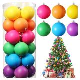 Simgoing Christmas Ball Ornaments Neon Color Christmas Tree Decorations Xmas Tree Decor Colored Shatterproof Baubles Plastic Holiday Hanging Balls for Xmas Party(36 Pcs,3.15 Inch)