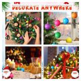 Simgoing Christmas Ball Ornaments Neon Color Christmas Tree Decorations Xmas Tree Decor Colored Shatterproof Baubles Plastic Holiday Hanging Balls for Xmas Party(36 Pcs,3.15 Inch)