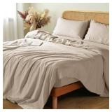 Shilucheng 100% French Linen Sheets - Queen Size Bed Sheets, Breathable & Cooling Pure Linen Sheets,Soft Durable and Tear Resistant -16 Inch Deep Pocket - 4Pcs (Linen, Queen)