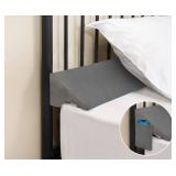Vekkia Queen Bed Wedge Pillow for Headboard Gap Filler(0-3.5\"),High-Density Foam,Prevents Pillows & Items Loss,Ergonomic Design,Large Storage Pockets,Removable&Washable Cover,Gray,60\"x7\"x5\"