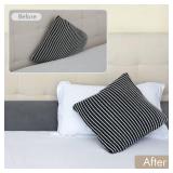 Vekkia Queen Bed Wedge Pillow for Headboard Gap Filler(0-3.5\"),High-Density Foam,Prevents Pillows & Items Loss,Ergonomic Design,Large Storage Pockets,Removable&Washable Cover,Gray,60\"x7\"x5\"