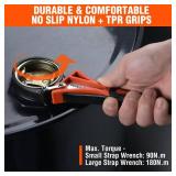 ValueMax 2-piece Strap Wrench Set, Adjustable Oil Filter Wrench with Max Diameter 4\" (Small) and 6\"(Large) for Shower Head Water Filter, Jar Opener Set