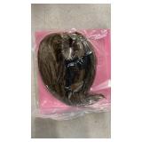 SARLA Messy Hair Bun Hair Pieces Curly Synthetic Updo Fake Scrunchies Ponytail Extension for Women Brunette/Ash Blonde Highlight 1PCS