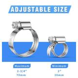 PEROMI 12PCS Heavy Duty Hose Clamps Stainless Steel 304, 2\" Hose Clamp to 2-3/4\" Hose Clamp (50-70mm) Adjustable Worm Gear Drive Hose Clamps,Reusable Pipe Clamp for Automotive, Garden and Industry