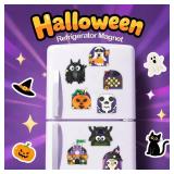 ZYLEGEN Halloween Fridge Magnets Ornaments Building Kit, Ghost, Candy, Bat, Castle, Pumpkin, Spider, Witch Decor Toys Gifts for Halloween Ages 6+ Boys Girls Adults Kids