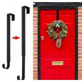 Pseutio Wreath Hanger for Front Door, Adjustable 15 to 25 Inches Wreath Hangers, 20 lbs Larger Door Upgrade Wreath Hanger, Christmas (Black)