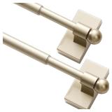 Turquoize 2 Pack Magnetic Curtain Rods for Metal Doors 1/2\" Multi-Use Versatile Adjustable Appliance Magnetic Rod Extends from 16 inch to 28 inch Magnetic Cafe Curtain Rod, Champaign Gold, 2 Pack
