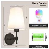 Laiebri Battery Operated Wall Sconces Set of 2, Rechargeable Gold Wall Sconce with Remote Control, 12 Colors RGB Magnetic Bulb, Wireless Battery Wall Lamp for Bedroom Living Room Hallway