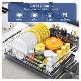 SNTD Dish Drying Rack for Kitchen Counter - Stainless Steel Dish Rack with Drainboard, Large Dish Drainer with Utensil Holder for Sink, Silver