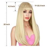 ENTRANCED STYLES Blonde Wig with Bangs, Long Straight Wigs for Women Natural Hair Wigs Synthetic Blond Wigs for Girls Daily Party Halloween Cosplay Wig 22 Inch