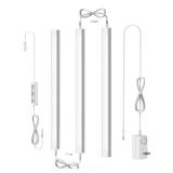ASOKO Under Cabinet Led Light Plug in, Dimmable Daylight White 4500K, 3 Pack 12 inch Linkable Led Under Counter Lights for Kitchen, Shelf, Workbench, Cupboard, ETL Listed Plug 24V, UNO-LK 4500K