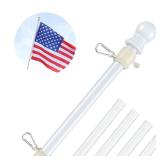 White Flag Poles for Outside House - 6ft Tangle Free Flag Pole for House,Heavy Duty Metal Flagpole Hardware for American Flags,Outdoor Flagpoles Residential for Porch,Car,Truck,Boat (without Bracket)