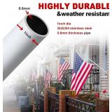 White Flag Poles for Outside House - 6ft Tangle Free Flag Pole for House,Heavy Duty Metal Flagpole Hardware for American Flags,Outdoor Flagpoles Residential for Porch,Car,Truck,Boat (without Bracket)