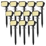WENATY Solar Spot Lights Outdoor Waterproof IP65, 12 Pack Landscape Spotlights with 46 LEDs, 3 Modes Auto On/Off Solar Powered Flood Lights for Outside Pathway, Yard, Garden, Walkway (Warm White)