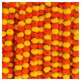 DIYANA IMPEX Marigold Garland for Decoration 5 Pcs of 5 feet Long Strands Artificial Marigold Flowers, Indian Decor for Pooja, Wedding Christmas, Events Decorations