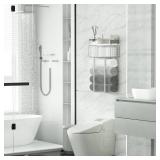 Towel Racks for Bathroom, Bathroom Shelf Over Toilet,Floating Shelves with Towel Rack Paper Holder Storage Basket,Floating Shelves for Wall Decor,Silver