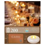 Homemory 24 Pack 3in Flameless Led Floating Candles, 200 Hour White Battery Operate Waterproof Tealights for Cylinder Vases, Centerpieces at Wedding Decor, Party, Pool