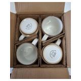 GBHOME 12OZ Stackable Coffee Mugs, Ceramic Coffee Mugs with Texture Patterns for Man,Woman,Dad,Mom, Modern Coffee Mugs Set of 4 for Latte/Cappuccino/Cocoa. Dishwasher&Microwave Safe, Off White