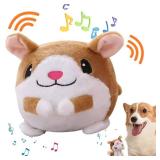 Active Moving Pet Plush Toy, Interactive Dog Toys Pet Bouncing Balls, USB Rechargeable Interactive Washable Cartoon Pig Plush Sound Electronic Dog Toy, Small Cute Squeaky Pig Dog Toy (Hamster)