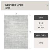 Valenrug Washable Rugs 4x6 - Stain Resistant 4x6 Area Rugs for Living Room, Non Slip Backing Printed Rugs for Bedroom, Folable Machine Washable Area Rug(4