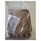 Cozorbt Heat Blanket 50x60 Throw,Soft Flannel & Sherpa Reversible Electric Blanket with 10 Heat Settings,12 Timer Setting and 3 Hours Auto-Shut Off,ETL Certified Machine Washable,Light Brown