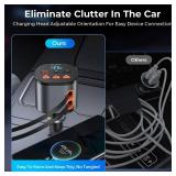 Retractable PD 30W Type-C and for iPhone Charger with Bluetooth 5.3 Car Adapter, FM Transmitter, Hands-Free Calling, MP3 Player, LED Display, and USB Support, Best Car Accessories for Phone