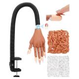 Practice Hand for Acrylic Nails, Flexible Nail Practice Hands Magnetic Fake Hands for Nails Practice, Movable Nail Mannequin Hand with 200PCS Nail Tips for Beginners,13.9 * 6.2 * 1.9