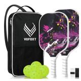Pickleball Paddles Set of 2, USAPA Approved Fiberglass Surface Pickleball Sets PP Honeycomb Core Pickle Ball Rackets, Lightweight Paddles for Men Women,