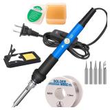 LDK 60W Soldering Iron Kit, 110V Soldering Iron with 5 Solder Tips, Solder Wire, Adjustable Temperature Solder Welding Tools, Fast Heating, Electronic Repair, Permanent Jewelry Starter Kit