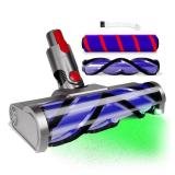 Upgraded 2 Brushes Vacuum Head Replacement for Dyson V7/V8/V10/V11/V15/SV10/SV11/SV12/SV14/SV15/SV22((Not for Slim) | Anti-Tangle Motorhead with LED Light | Quick-Release Cordless Vacuum Cleaner Head