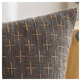 MIULEE Pack of 2 Decorative Burlap Linen Throw Pillow Covers Modern Farmhouse Vintage Pillowcase Rustic Woven Textured Cushion Cover for Sofa Couch Bed 18x18 Inch Dark Grey