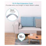 Surge Protector Power Strip 15 Ft Cord, Ultra Thin Flat Extension Cord with 8 Outlets 4 USB Ports(2 USB C), Flat Plug Power Strip, 15 Ft Long Braided Power Cord for Home, Office, Dorm Room Essentials