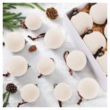 Foilswirl 18 Pcs Velvet Christmas Balls Bulk 3.15, 2.76, 2.36 Inch, Flocked Xmas Tree Ball Ornaments Plastic Velvet Christmas Ornaments Xmas Tree Hanging Decoration(Cream White)