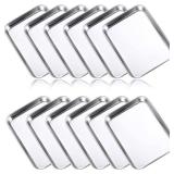 Mimorou 12 Pcs Baking Sheet Stainless Steel Cookie Small Metal Sheet Pans Professional Rectangle Oven Trays Kitchen Baking Cooking Oven and Toaster, Dishwasher Safe