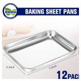 Mimorou 12 Pcs Baking Sheet Stainless Steel Cookie Small Metal Sheet Pans Professional Rectangle Oven Trays Kitchen Baking Cooking Oven and Toaster, Dishwasher Safe