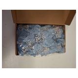 Boao 24 Pieces Christmas Artificial Glitter Poinsettia Flowers Xmas Flowers Wedding Christmas Tree New Year Ornaments(Blue)