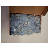 Boao 24 Pieces Christmas Artificial Glitter Poinsettia Flowers Xmas Flowers Wedding Christmas Tree New Year Ornaments(Blue)