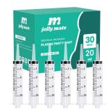 JollyMate 30 Pack 20ml Oral Syringe for Liquids, 20cc Oral Syringes without Needle with Cap Individually Wrapped for Pet Feeding, Scientific Labs, Measuring Liquids, Oil & Glue Dispenser