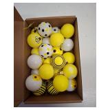 Barydat 24 Pcs Mini Christmas Balls Ornament 1.57 Inch Sunflower Bee Farmhouse Hanging Decorations Yellow Tree Decorations Themed Party Supplies for Christmas Tree(Bee Style)