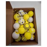 Barydat 24 Pcs Mini Christmas Balls Ornament 1.57 Inch Sunflower Bee Farmhouse Hanging Decorations Yellow Tree Decorations Themed Party Supplies for Christmas Tree(Bee Style)
