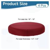 uxcell 4 Pack Stool Covers Round, 16-20 Inch Bar Stool Covers Washable Dustproof Slipcover Seat Cushion with Elastic for Bar Kitchen Living Room Decor, Wine Red