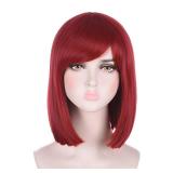 morvally Short Straight Deep Red Bob Wigs with Bangs for Womens Girls Cosplay