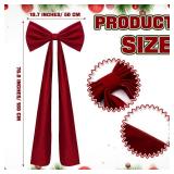 Knitgrip 20 x 71 Inches Christmas Extra Large Velvet Bows Christmas Tree Topper Decor Giant Xmas Tree Toppers Bows for Home Wreath Wall Backdrop Birthday Wedding Party Decorations(Deep Red)