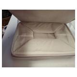 HNZIGE Large Fabric Storage Basket Organizers (3 PCS), Foldable Decorative Shelf Baskets with Leather Handles (Cream, 15\" x 11\" x 9.5\")