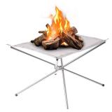 Portable Outdoor Fire Pit 22 Inch - New Upgraded Camping Fire Pit Collapsible Foldable Mesh Fire Pits Fireplace for Camping, Campfire, Patio, Backyard and Garden - Carrying Bag Included