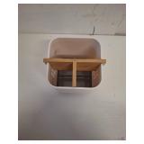 Boperzi Toothbrush and Toothpaste Holder with Bamboo Divider for Bathroom Countertop Organizer, Plastic Detachable Anti-Slip Large Electric Toothbrush Holders Storage Caddy Drainage for Family, Kids