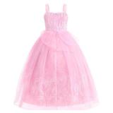 Aoiviss Pink Witch Dress for Girls Glitter Princess Costumes Pink Bubble Sequin Tulle Fancy Dress Up for Halloween Cosplay