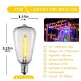 50 Pack ST38 Edison E12/C7 Small Base Outdoor 1w 2700k Led Light Bulbs